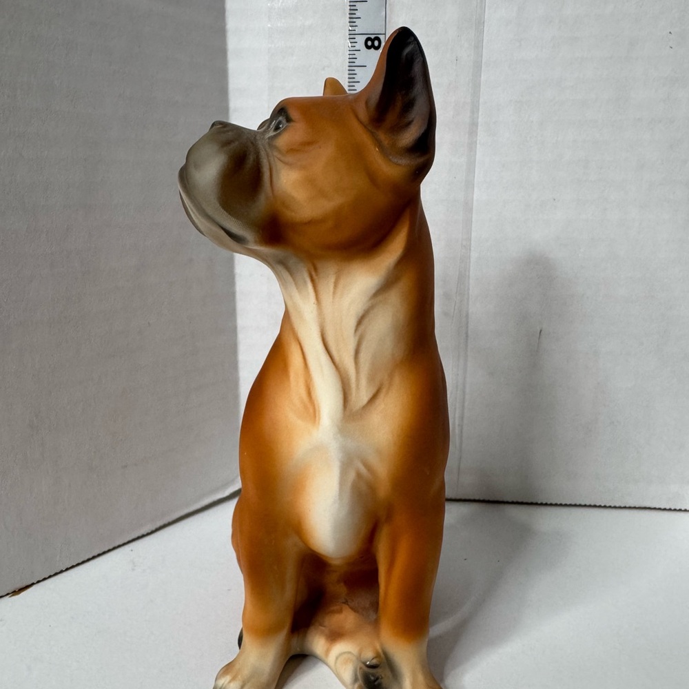 Boxer Vtg Dog Figurine 7” brown tan black it’s ceramic or porcelain 1970’s ? - Picture 7 of 14